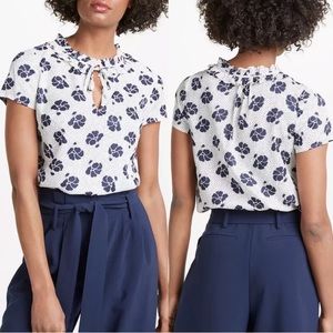 Boden Navy and White Floral Blouse Us 14, UK 18